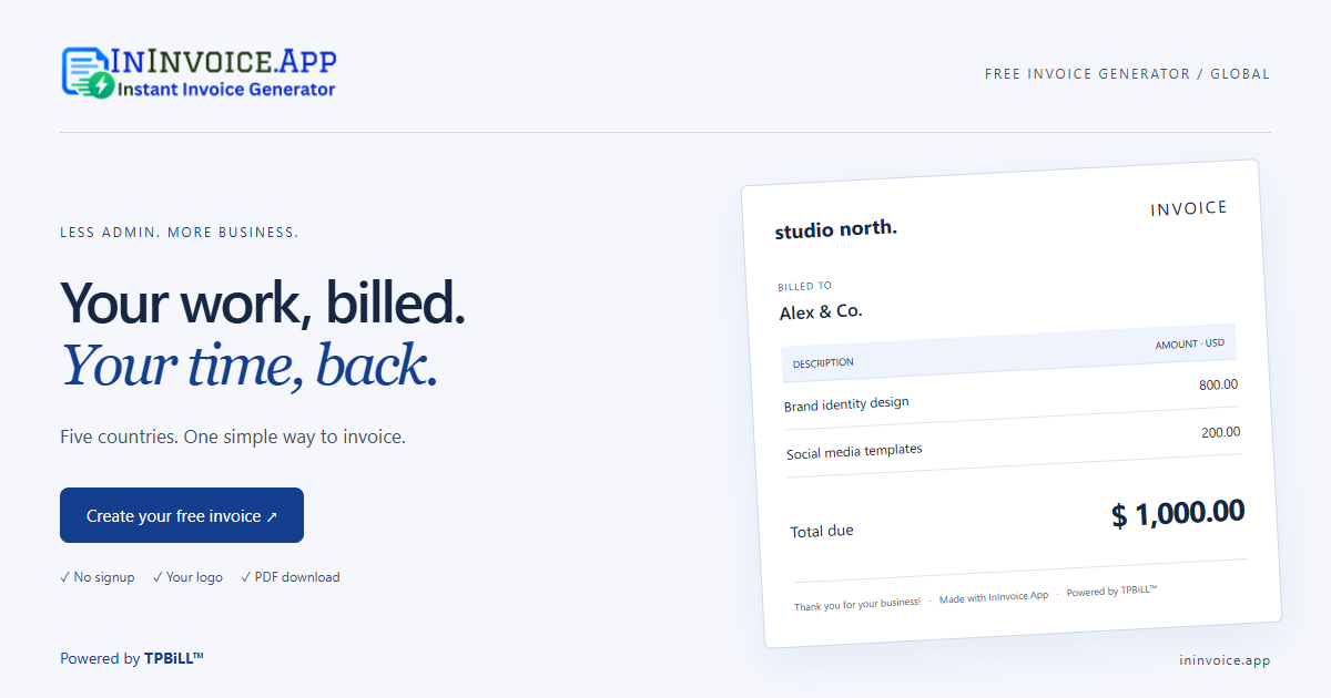 InInvoice.App country-specific invoice generator